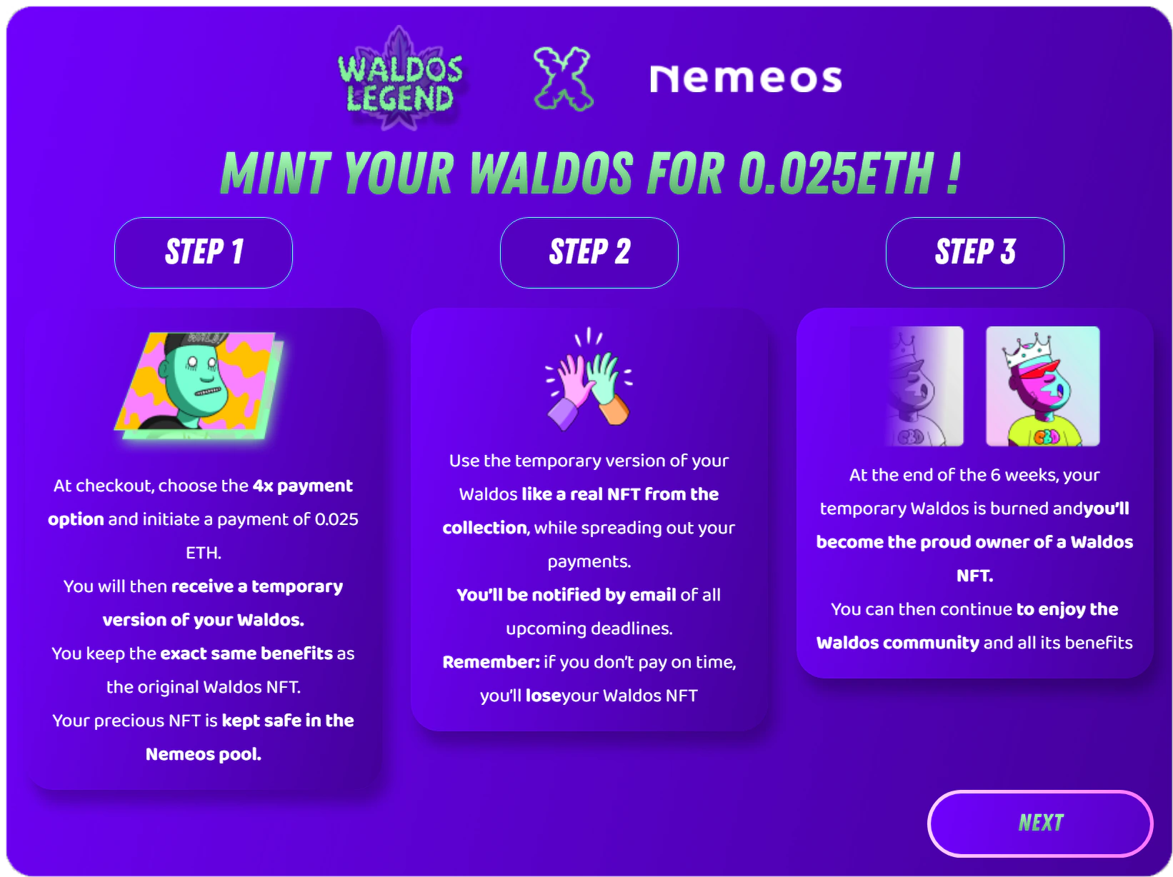 Explanation of how the Waldos mint in payment x4 works